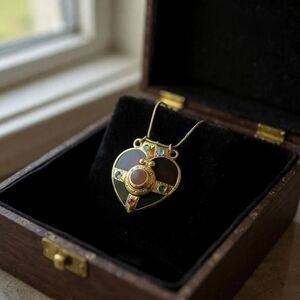 Sailor Moon Red & Gold Heart Crown Necklace